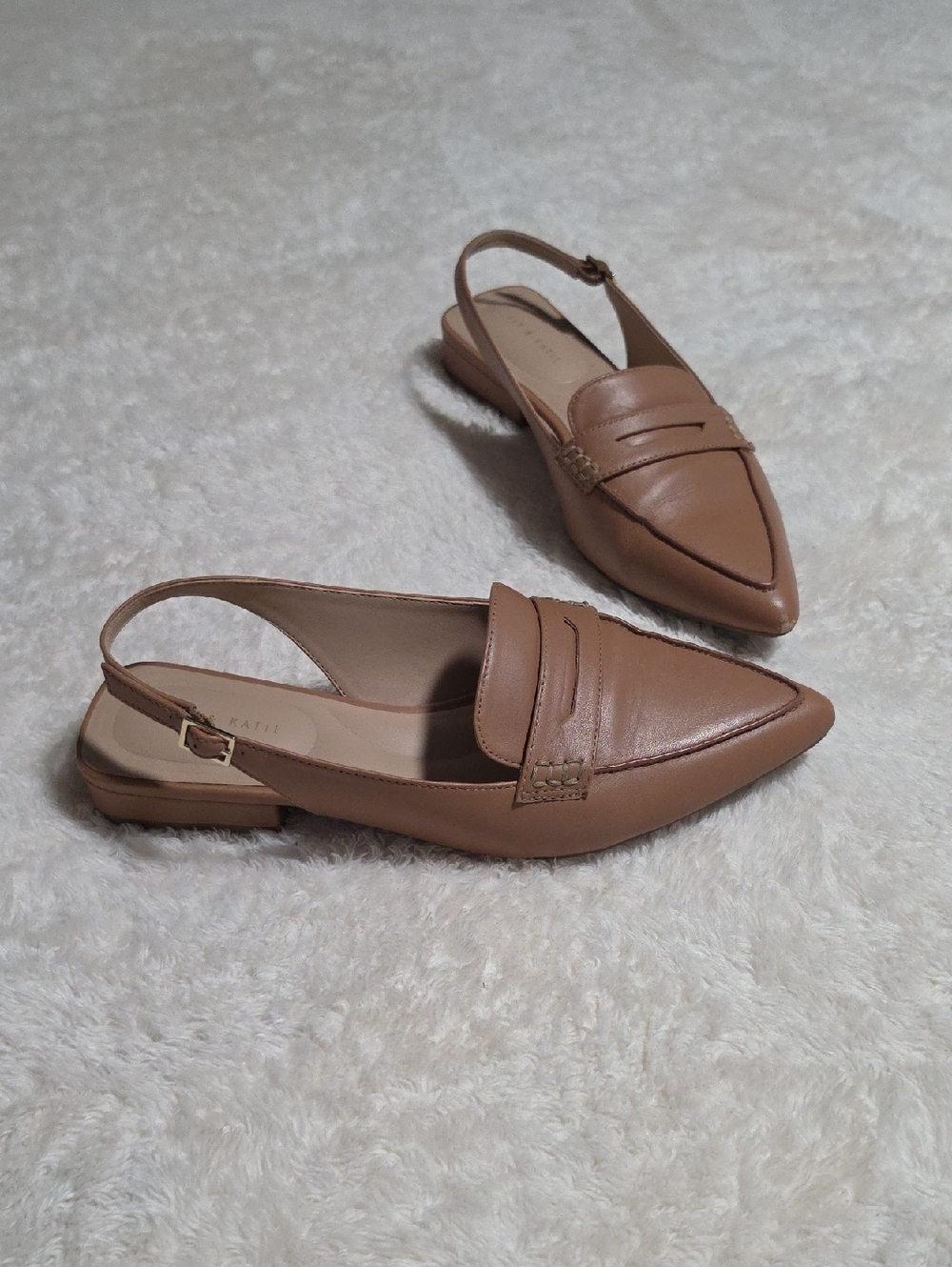 KELLY & KATIE Women's Pointed Slingback Loafer - Tan Size 9M. - Picture 1 of 7